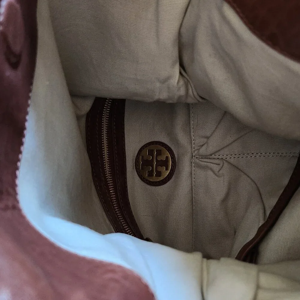 Tory Burch caramel/brown leather transformer bucket/ shoulder big bag